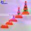 Retractable portable orange safety warning flashing traffic cone