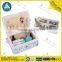 chinese style portable blue floral Fabric sewing basket with one handle and removable plastic tray