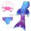 3pcs New Fairy Tale Kids Girl Mermaid Tail Swimmable Bikini Set Swimwear Costume