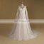 Fairly V Neck Lace Applique With Flowing Cap Wedding Dress Chapel Tail