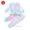 Kids Boys Girls Tie Dyeing Homewear Sleeping Shirt Pants Suit Tie-Dye Printed O-Neck Long Sleeve Tops Pants Sports 2-Piece Suits