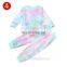 Kids Boys Girls Tie Dyeing Homewear Sleeping Shirt Pants Suit Tie-Dye Printed O-Neck Long Sleeve Tops Pants Sports 2-Piece Suits