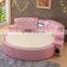 Pink Princess big size girl bedroom sets modern furniture leather massage round bed frame