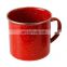 10 oz vintage red printed enamel beeg tin metal camping mugs with white spots