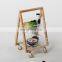 Nordic Shelf Storage Trolley 2 Tier Kitchen Rolling Wooded Leg Utility Cart With Wood Wheels