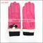 ladies and gril pink gift sheepsuede leather gloves with knit wrist lining polyester