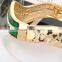 Womens 2015 Jewellery Waves Shaped Gold Plated Green Color Enamel Bangle