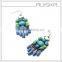 Blue And Yellow Acrylic Stones Crystal Chandelier Earrings