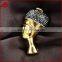 Egyptian queen head, antique gold color stainless steel pendant, metal charms in silver color with pave diamond