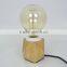 Wooden Table Light with fabric plug cord