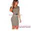 2016 hot sale Gray Faux Leather Strap Cut Out ladies new model dress