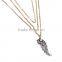 New fashion 3 chains crucian shaped crystal necklace