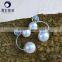 double stud earrings akoya pearl 6-8mm high luster golden /white color