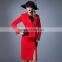 women red fashion elegant wool formal uniform for autumn /winter