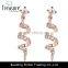 Fashion jewelry hot selling wholesale rhinestone spiral long drop earring
