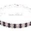 silver two row black and clear crystals bracelet, rhineston claw bracelet