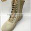 Hot sale khaki leather all leather army military desert boots with zipper