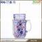 Plastic mason jars acrylic tumbler manufacturers with handle and straw