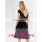 M05 Off Shoulder Cap Sleeve Deep V Back Short Mini Cocktail dress