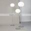 modern floor lamp in polished Satin nickel chrome finish with opal white glass ball