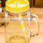 Beverage bottle mason jar drinking glass with handle