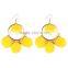 Fashion colorful pompon gold plated hoop earrings for women accessories