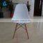 LS-4001 White molded eiffel plastic dining chair with wood legs