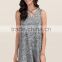 2017 New Fashion Women summer gray V neck dress apparel