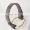 Charm Alloy Locket Bracelet Silvery Circle Loop Leather Bracelet Bangle