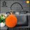 Orange fox fur pom pom ball keychain bag accessories