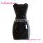 Newest Zipper Front Sexy Strapless Black Faux Leather Dress