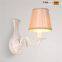 New Designs Indoor Crystal Antique Wall Lamp, Decorative Bedside fabric shade lamp
