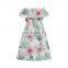 Baby Boho Cactus Off Shoulder Girls Kids Summer Maxi Dress