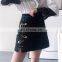 Patchwork Pins Asymmetrical High Waist PU Leather Casual Mini Skirt Female 2020 Fashion Clothing