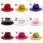 Wholesale New Wide Brim Fashion Jazz Cap Panama Vintage Winter Felt Fedora Wool Wide Custom Hats