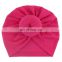 11colors Europe style organic cotton solid color rabbit ear bowknot baby turban hat free choose