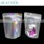 Glossy holographic stand up bag laser plastic packaging bag with zipper and window