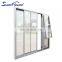 Customized French Style Modern Design Patio Door Triple Rail Aluminum Double Glass Sliding Door with Mosquito Net Awning Window
