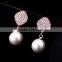 Good Qulity Brand Big Round Pearl WithZircon Gold Plated Stud Earrings Fashion Jewelry