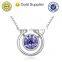 nickel plating blue crystal round shape necklace