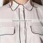 Womens Button Down Chiffon Blouse With Black Trim Long Sleeve Shirt OEM ODM Type Clothing Factory Manufacturer From Guangzhou