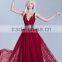 ALD03 Romantic Red Full Lace Appliqued Bodice Formal Party Gown 2016 Latest V Neck Dress with Jacket Long Dress Open Back