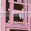 Mini Floor Standing Wooden Furniture Chinese Mirrored Jewelry Cabinet With Wavelike Door Top and LED Lights
