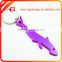 aluminum pink shark shaped bottle opener keychain