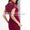 High neck short sleeve bandage lace prom dress short style red lace bandage evening dress