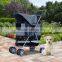 Pawhut Gray 4 Wheels Pet Stroller Awning Trolley Pushchair Carrier Dog Cat Foldable Buggy