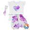 Bulk Wholesale Kids Clothing Flutter Sleeve Top With Ruffle Shorts And Headband Baby Summer Boutique Outfits