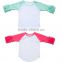 Online Import Cloth Mint Kids Children Toddler Youth Girl's Plain Shirt Baseball Blank T-Shirt Wholesale Christmas Ruffle Raglan