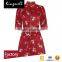 Custom red digital printed polyester fabric for women summer dresses