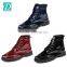 New Boots Mens Casual Patent Leather Winter Round Toe Martin Boots